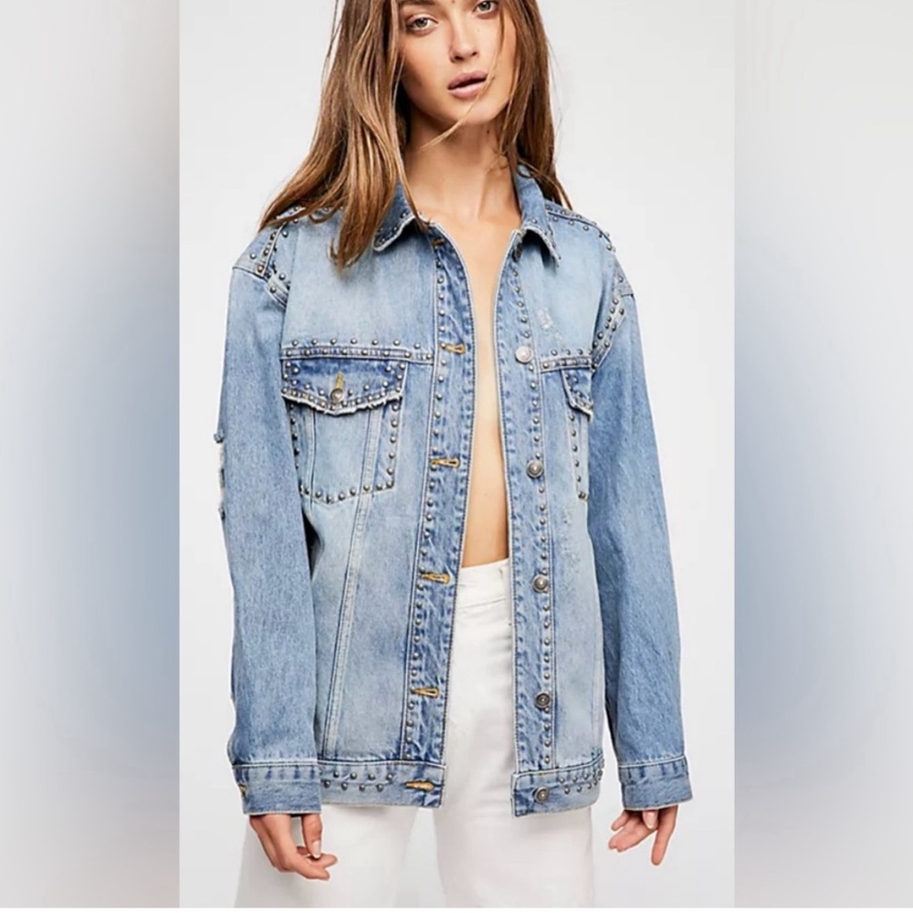 Free people distressed Jean jacket